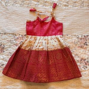 Pink and Gold Patterned Indian Dress